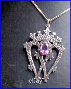 Iona Sterling Silver & Amethyst Scottish Luckenbooth Pendant h/m 1978 John Hart