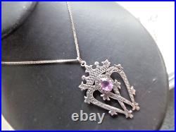 Iona Sterling Silver & Amethyst Scottish Luckenbooth Pendant h/m 1978 John Hart