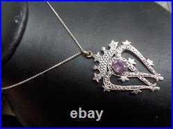 Iona Sterling Silver & Amethyst Scottish Luckenbooth Pendant h/m 1978 John Hart