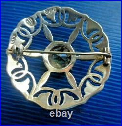 Iona Sterling Silver & Citrine Scottish Celtic Floral Brooch h/m 1963 John Hart