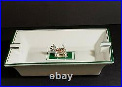 Italian Sterling Silver & Enamel Scottish Terrier Dog Figure Porcelain Ashtray