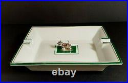 Italian Sterling Silver & Enamel Scottish Terrier Dog Figure Porcelain Ashtray