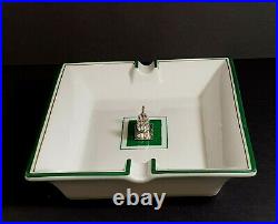 Italian Sterling Silver & Enamel Scottish Terrier Dog Figure Porcelain Ashtray