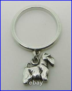 James Avery Retired Sterling Silver Scottish Terrier Dangle Ring Sz 6 Lb2094