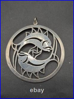 James Kerr Scottish Provincial Sterling Silver Large Pisces Pendant 12.2g