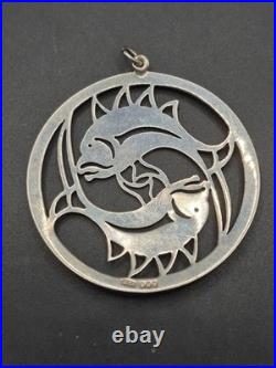 James Kerr Scottish Provincial Sterling Silver Large Pisces Pendant 12.2g
