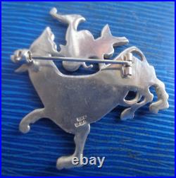 LARGE Ola Gorie Sterling Silver Orkney Scottish Brooch h/m 1970 MAESHOWE DRAGON