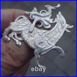 LARGE Ola Gorie Sterling Silver Orkney Scottish Brooch h/m 1970 MAESHOWE DRAGON