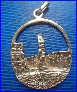 LARGE Scottish 9ct Gold EARLY Pendant Ola Gorie Orkney h/m 1976 OLD MAN OF HOY