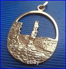 LARGE Scottish 9ct Gold EARLY Pendant Ola Gorie Orkney h/m 1976 OLD MAN OF HOY