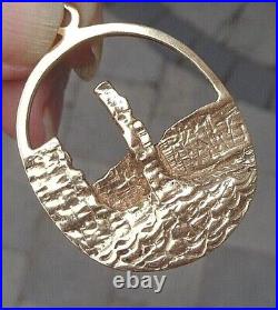 LARGE Scottish 9ct Gold EARLY Pendant Ola Gorie Orkney h/m 1976 OLD MAN OF HOY