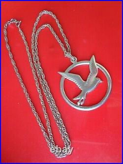 LARGE Scottish Sterling Silver EARLY Seagull Pendant Ola Gorie Orkney h/m 1979