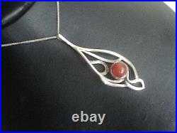 LARGE Scottish Stg. Silver & Carnelian Agate Pendant 1980/90s Ola Gorie Orkney