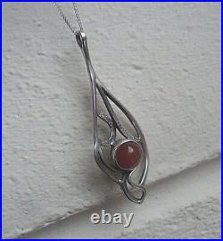 LARGE Scottish Stg. Silver & Carnelian Agate Pendant 1980/90s Ola Gorie Orkney