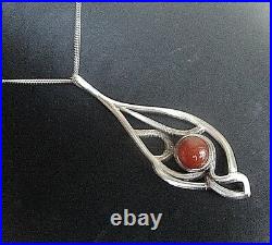 LARGE Scottish Stg. Silver & Carnelian Agate Pendant 1980/90s Ola Gorie Orkney