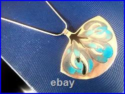 LARGE Silver & Enamel Scottish Floral / Flower Pendant Norman Grant h/m 1976