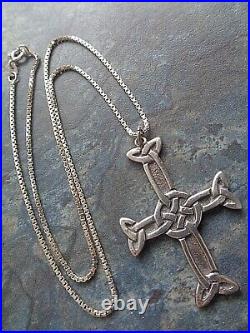 LARGE Stg. Silver Scottish Iona Celtic Cross Pendant Chester 1935 Shipton & Co