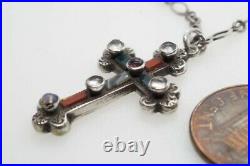 LOVELY ANTIQUE SCOTTISH SILVER AGATE CRYSTAL CROSS PENDANT / CHARM c1890