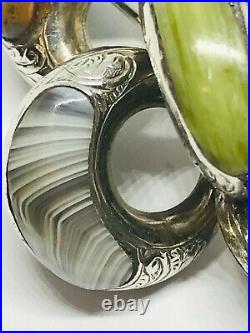 Large Antique Mid-Victorian Silver Scottish Agate/Pebble Knot Brooch/Pin, 18.1g