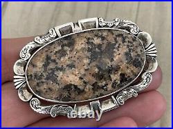 Large Antique Scottish Agate Brooch Sterling Silver Late Victorian Scotland Pin