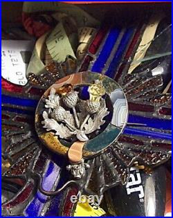 Large Antique Scottish Agate & Cairngorm Thistle Garter Brooch Pin