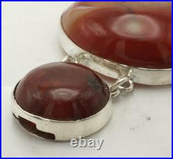 Large Antique Sterling Silver Scottish Agate Panel Bracelet Chester 1906 Hallmrk