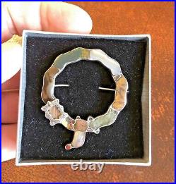 Large Antique Victorian Scottish Natural Agate Sterling Silver Brooch Pin Belt