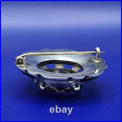 Large Antique Victorian Scottish Silver Amethyst & Agate Brooch