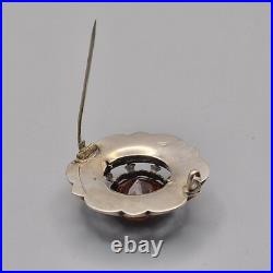 Large Antique Victorian Scottish Silver Citrine & Agate Brooch