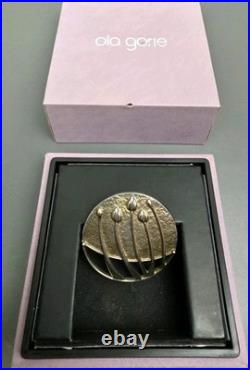 Large Ola Gorie Orkney Scottish Sterling Silver Rose Boudoir Pendant / Brooch