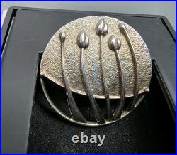 Large Ola Gorie Orkney Scottish Sterling Silver Rose Boudoir Pendant / Brooch