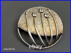 Large Ola Gorie Orkney Scottish Sterling Silver Rose Boudoir Pendant / Brooch