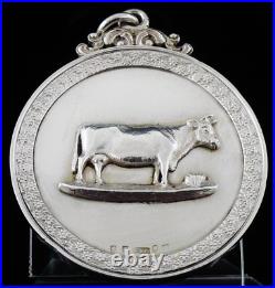 Large Scottish Sterling Silver Farming Agricultural Medal, Best Cow in Milk 1847 Large Scottish Sterling Silver Farming Agricultural Medal, Best Cow in Milk 1847