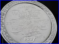 Large Scottish Sterling Silver Farming Agricultural Medal, Best Cow in Milk 1847