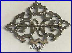 Large Victorian Enameled Silver Scottish Luckenbooth Sweetheart Brooch BEAUTFULL