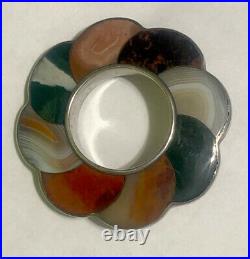 Large Victorian Scottish Bloodstone Agate Sterling Silver Brooch Pin Sku125916L