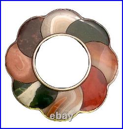 Large Victorian Scottish Bloodstone Agate Sterling Silver Brooch Pin Sku125916L