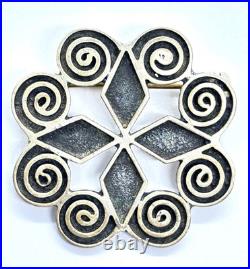 Large Vintage 1976 Scottish Sterling Silver Skara Brae Brooch 13.7 grams