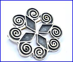 Large Vintage 1976 Scottish Sterling Silver Skara Brae Brooch 13.7 grams