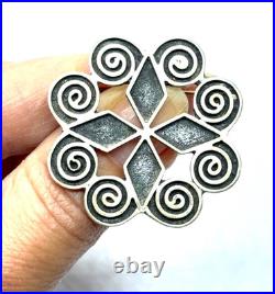 Large Vintage 1976 Scottish Sterling Silver Skara Brae Brooch 13.7 grams