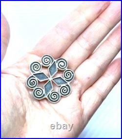 Large Vintage 1976 Scottish Sterling Silver Skara Brae Brooch 13.7 grams