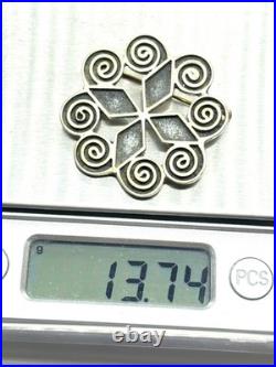 Large Vintage 1976 Scottish Sterling Silver Skara Brae Brooch 13.7 grams