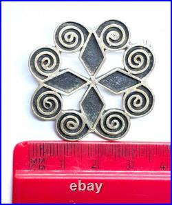 Large Vintage 1976 Scottish Sterling Silver Skara Brae Brooch 13.7 grams