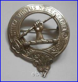Large sterling silver scottish hallmarked COLLEY family armorial clan brooch