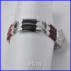 Late 1800 Victorian Antique Scottish Agate Sterling Silver Belt Buckle Bracelet