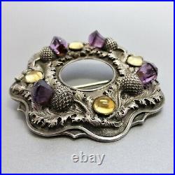 Late Georgian Era SCOTTISH AMETHYST & CITRINE THISTLE BROOCH Edinburgh Hallmarks