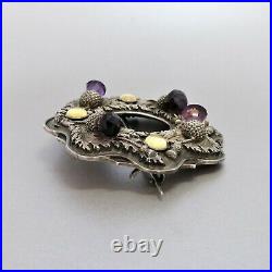 Late Georgian Era SCOTTISH AMETHYST & CITRINE THISTLE BROOCH Edinburgh Hallmarks