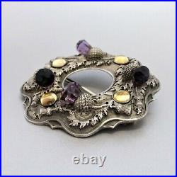 Late Georgian Era SCOTTISH AMETHYST & CITRINE THISTLE BROOCH Edinburgh Hallmarks