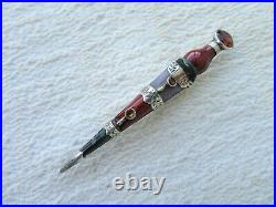 Lge Antique Victorian Scottish Silver, Cairngorm & Agate Dirk Brooch / Kilt Pin