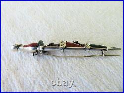 Lge Antique Victorian Scottish Silver, Cairngorm & Agate Dirk Brooch / Kilt Pin